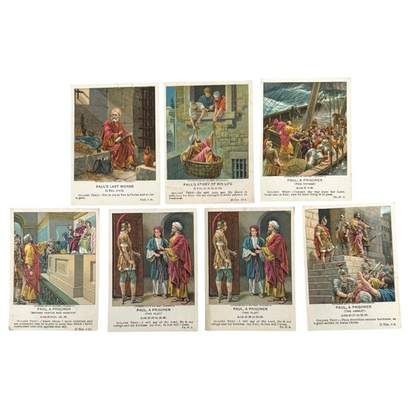 13 Antique 1909 Berean Lesson Picture Cards Christian Bible - Picture 4 of 5
